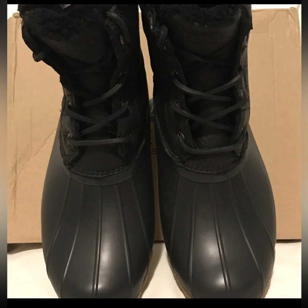 SPERRY Women’s 6.5 Saltwater Winter Lux Boots Black Wool Thinsulate 84618 NWOB